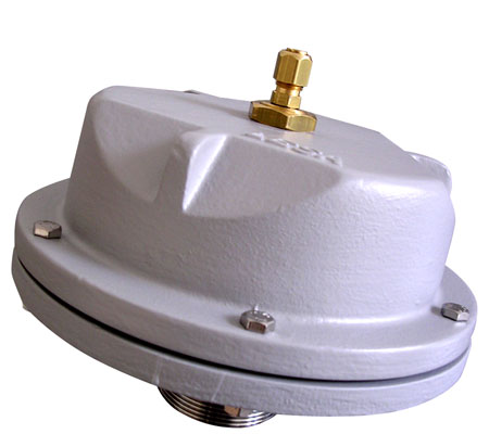 Messglocke 163, Viton- oder Perbunanmembrane, Außenanbau / Trockenaufstellung, speziell entwickelt für den Anbau an Behälter oder Becken mit 1“- oder 2“ Rohrsystemen Messglocke 163